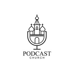 Podcast church logo design illustration. Podcast logo design for church