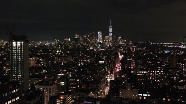 Aerial of New York City at Night