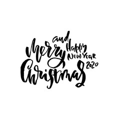 Obraz premium Merry Christmas and Happy New Year. Holiday modern dry brush ink lettering for greeting card. Vector illustration