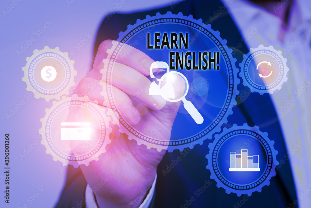 Poster handwriting text learn english. conceptual photo gain acquire knowledge in new language by study mal
