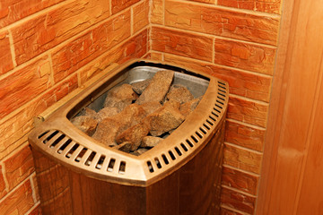 stove in the sauna room