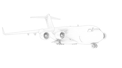 3d rendering of a millatary cargo plane isolated in white background