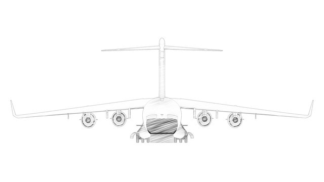 3d rendering of a millatary cargo plane isolated in white background