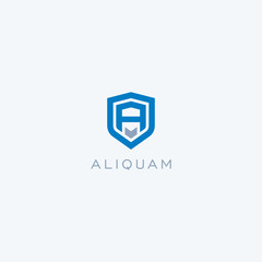 Fototapeta premium Abstract linear letter initial A shield logo icon design modern minimal style illustration vector.
