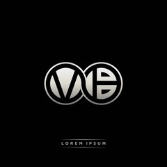 VB initial letter linked circle capital monogram logo modern template silver color version