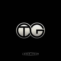 Fototapeta premium TG initial letter linked circle capital monogram logo modern template silver color version