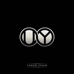 UY initial letter linked circle capital monogram logo modern template silver color version