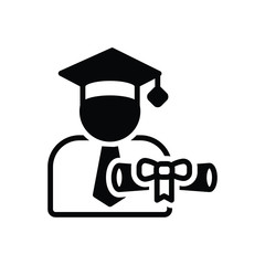 Black solid icon for scholarship 