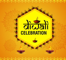 Diwali Festival Sale Design Template with burning diya for light festival of India 