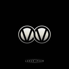 VV initial letter linked circle capital monogram logo modern template silver color version