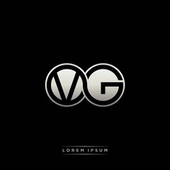 VG initial letter linked circle capital monogram logo modern template silver color version
