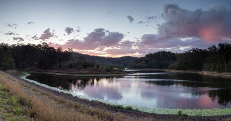 Panoramic lake sunset