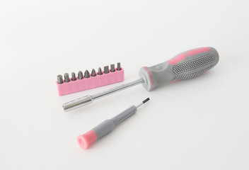 Screwdriver and a set of nozzles for screwdriver