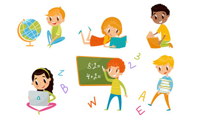 Kid Characters Coming Back To School Vector Illustration