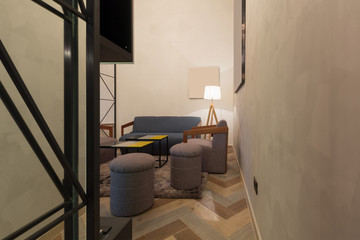 interior of a hotel lobby cafe