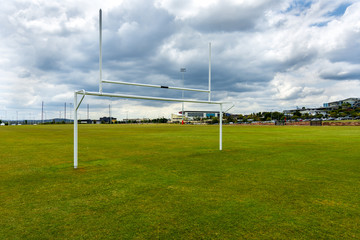 Naklejka premium Football Goals on an Empty Sports Ground