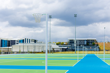 Fototapeta na wymiar Empty Netball Courts in Suburban Australia