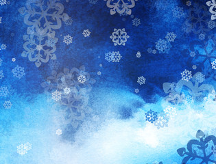 winter abstract background with snowflakes. Christmas mood. Gradient from light to dark. Christmas background. Big and small snowflakes winter fairy tale