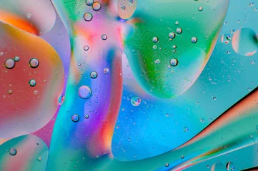 Crédence de cuisine en verre imprimé Photographie macro Abstrait macro coloré de gouttes d& 39 huile