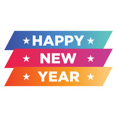 logo design vector template writing happy new year with colorful styles