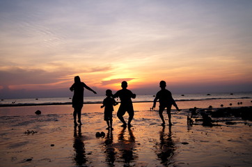 Fototapeta premium Shadow of people by the sea.