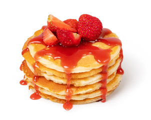 Pancakes with fresh strawberries