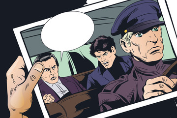 Obraz premium Limousine driver and passengers.