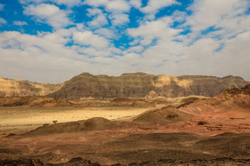 Amazing View to the Red Rocks and Desert Sands in Timna National Park, Israel