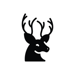 Black solid icon for deer reindeer 