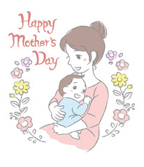 Mother and the baby. Vector illustration for happy mother's card and other use.