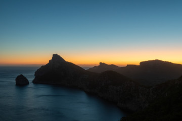 Fototapeta na wymiar Sunrise at Cap de Formentor of Mallorca. 