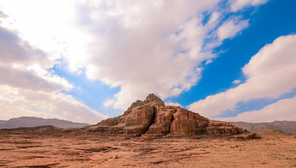 Amazing View to the Red Rocks and Desert Sands in Timna National Park, Israel