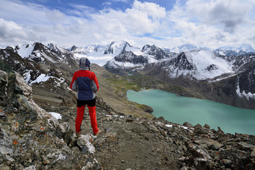 Fototapeta premium Kyrgyzstan, Tian Shan mountains, Ala Kul lake trek