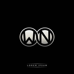 WN initial letter linked circle capital monogram logo modern template silver color version