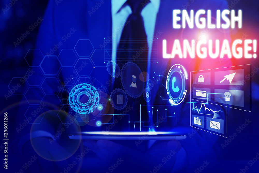 Poster writing note showing english language. business concept for third spoken native lang in world after 