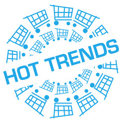 Hot Trends Blue Shopping Cart Circular Badge Style 