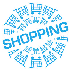 Shopping Blue Shopping Cart Circular Badge Style 