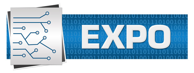 Expo Blue Grey Circuit Binary Background 