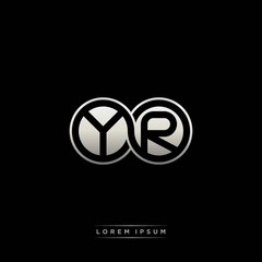 YR initial letter linked circle capital monogram logo modern template silver color version