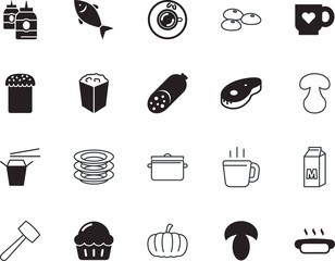 food vector icon set such as: halloween, packaging, easter, saucepan, chocolate, sauce, sesame, cow, pile, chinese, animal, summer, barbecue, squash, tenderize, pastry, grain, liquid, board, cereal
