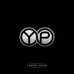 YP initial letter linked circle capital monogram logo modern template silver color version