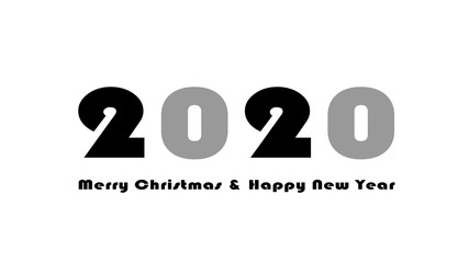 Happy New Year 2020 Text Graphic Design , Hand Drawn Doodle , Logo for New Year Card
