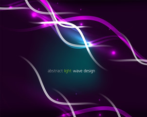 Glowing neon wave lines flowing motion background. Wave energy in black color, fractal design