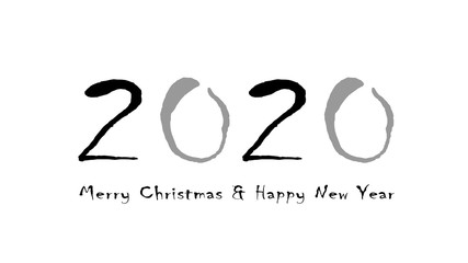 Happy New Year 2020 Text Graphic Design , Hand Drawn Doodle , Logo for New Year Card