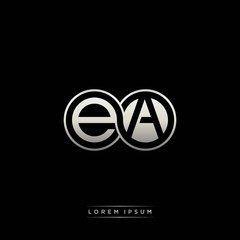 EA initial letter linked circle capital monogram logo modern template silver color version