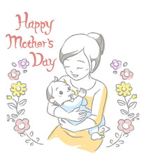 Mother and the baby. Vector illustration for happy mother's card and other use.