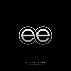 EE initial letter linked circle capital monogram logo modern template silver color version