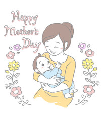 Mother and the baby. Vector illustration for happy mother's card and other use.