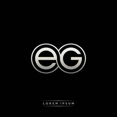 EG initial letter linked circle capital monogram logo modern template silver color version