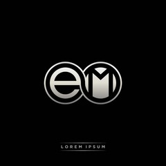 EM initial letter linked circle capital monogram logo modern template silver color version